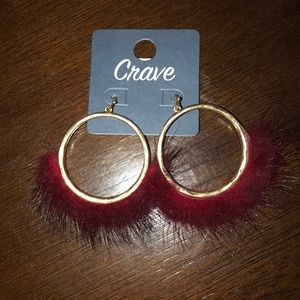 Hoop and fur earrings